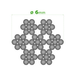 Nerezové lanko o 6 mm (7x7 dr.) AISI 316, čierna farba Nerezové lanko o 6 mm (7x7 dr.) AISI 316, čierna farba